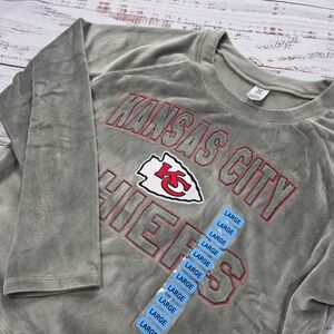 NFL Team Apparel Sweatshirt Womens Large Grey NWT Kansas City Chiefs Velour Soft